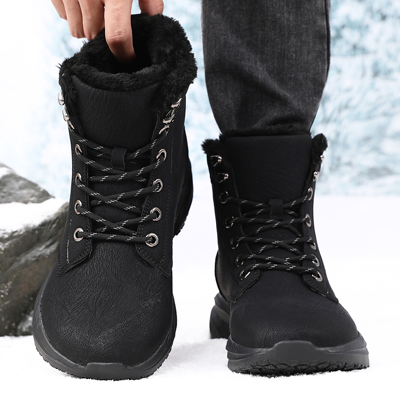 Men Shoes Running - 男性冬のスノーブーツ防水ワイドトゥスニーカースーパー保温紳士靴新ファッションアウトドアハイキングオートバイブーツ