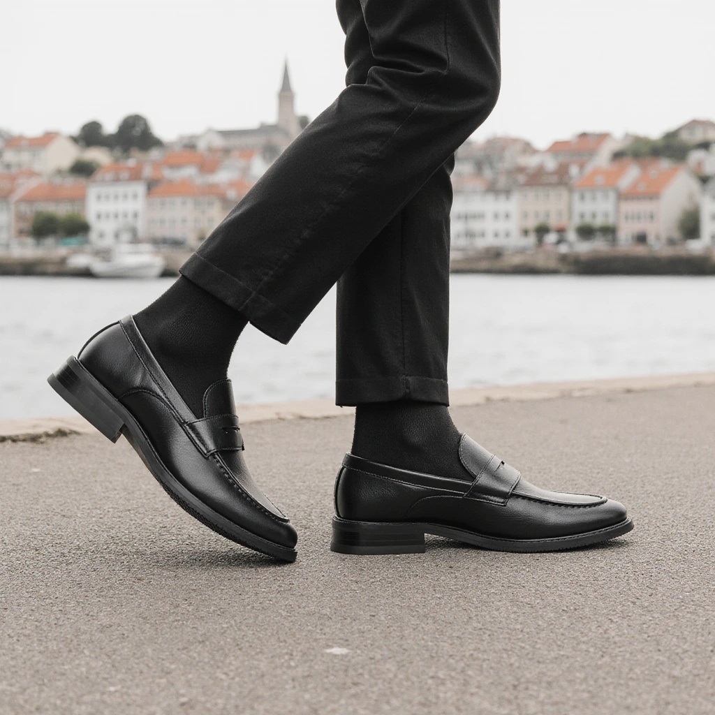 Men Shoes Office - メンズブラックペニーローファー クラシックビジネスドレスシューズ スリッポンフォーマルレザーローファー メンズカジュアルオフィスワークシューズ