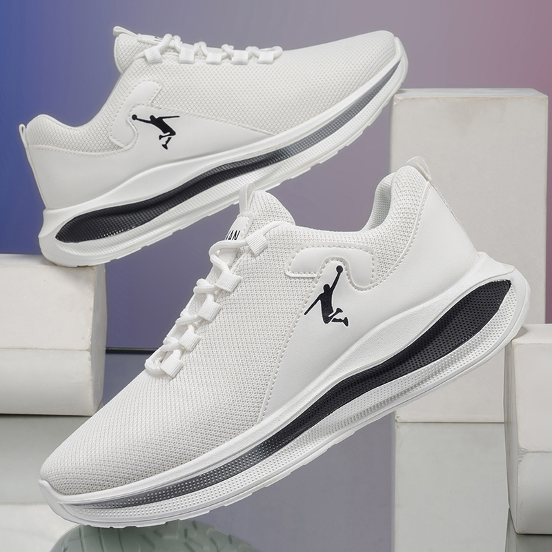 Men'S Shoes Black And White - メンズランニングスニーカー ライトクッション ソフトソール アスレチックウォーキングシューズ ホワイト ブラック
