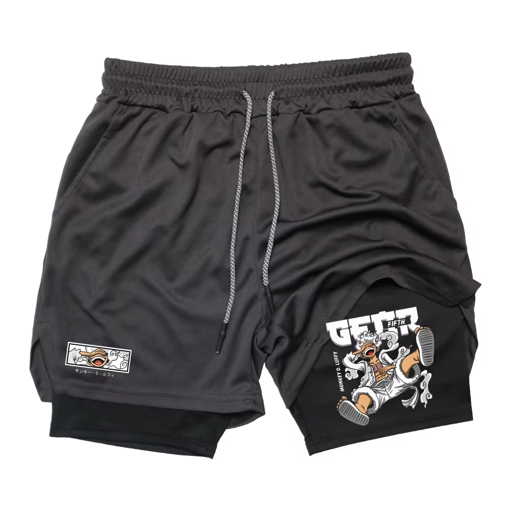 Men'S Shoes Good For Running - 日本アニメプリントショーツ男性女性夏新二層 2-in-1 ショーツジムフィットネスランニングスポーツパンツ速乾性ショーツ