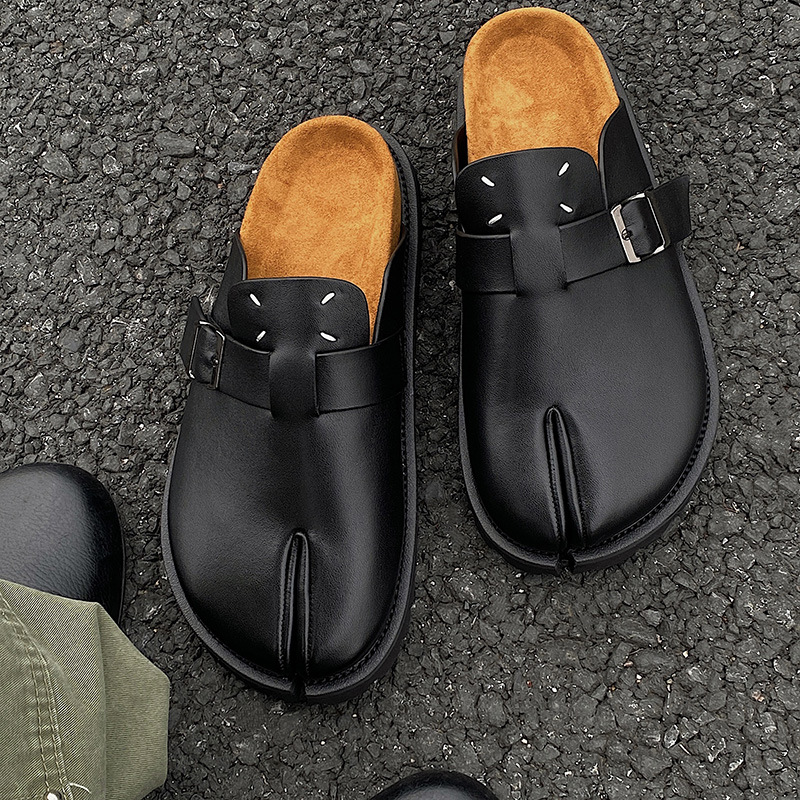 Men'S Shoes With Support - メンズスプリットトゥスリッパ、牛革タビニンジャスリップフラット、アーチサポート付きスリッポン、スリングバックミュールシューズ、ソフトローファー、クロッグ