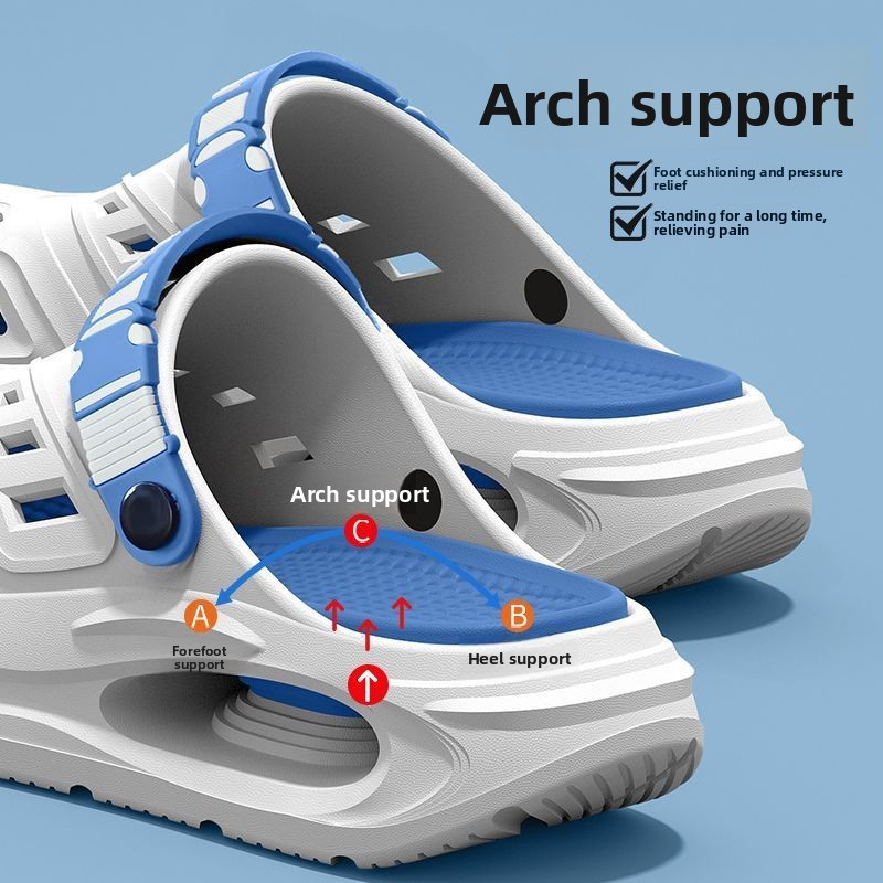 Men'S Shoes With Support - アーチサポート、滑り止め、ソフトソール、耐摩耗性、涼しい履き心地のスリッパ、厚底、通気性、防臭、夏用穴あきシューズ