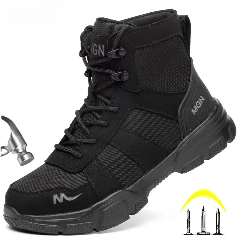 Men Shoes Office - 男性用のパンク防止作業靴,不滅の安全靴,鋼のつま先,破損防止,保護