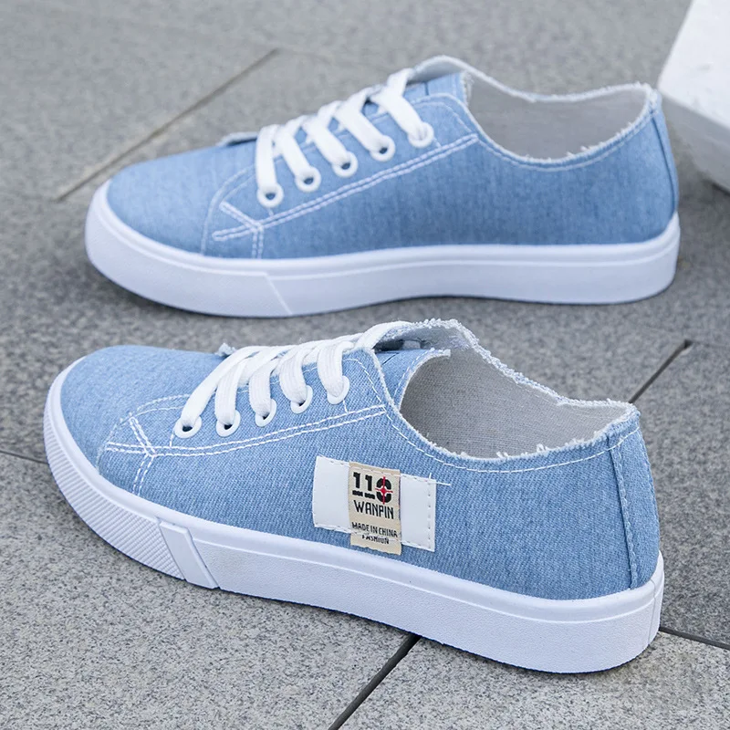 Men Shoes On Sale - 2026 春夏の女性のキャンバススニーカーロートップデニムスニーカーレディース人気のフラットキャンバスボードシューズ女性 Sapatos Femininos