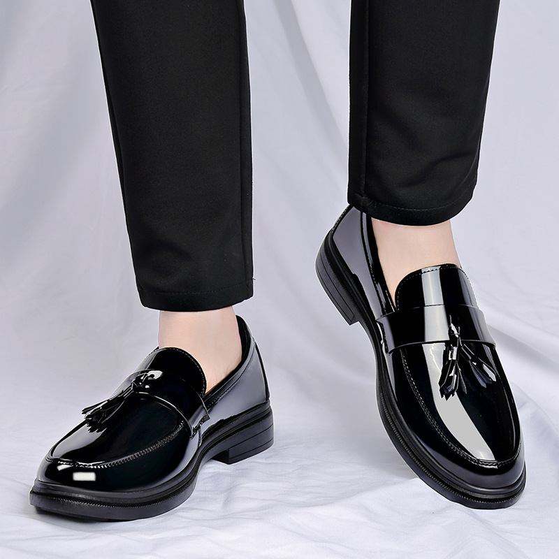 Men Shoes Oxford - メンズタッセルハイグロスパテントペニーローファーファッションフォーマルビジネスカジュアルオックスフォードスリッポンドレスシューズ男性用靴、39-44