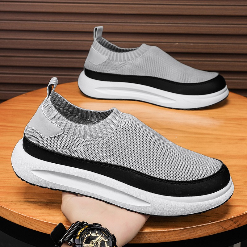 Men Shoes Running - 2025年新作 メンズシューズ 通気性メッシュ キャンバスシューズ ファッション 伸縮性ソックス