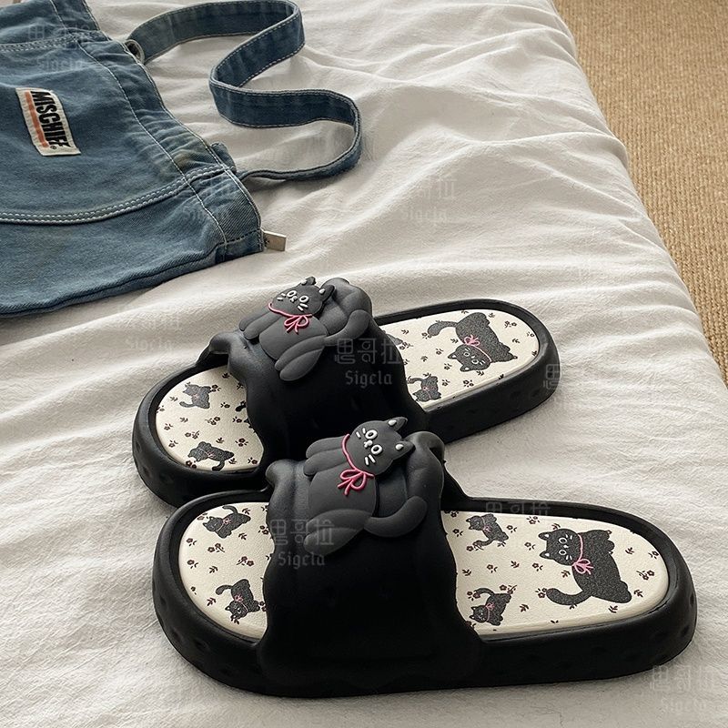 Men Shoes On Sale - Printting かわいいクマの女性スリッパ夏屋内ソフト漫画サンダル浴室滑り止め屋外快適な男性レジャー靴カップル
