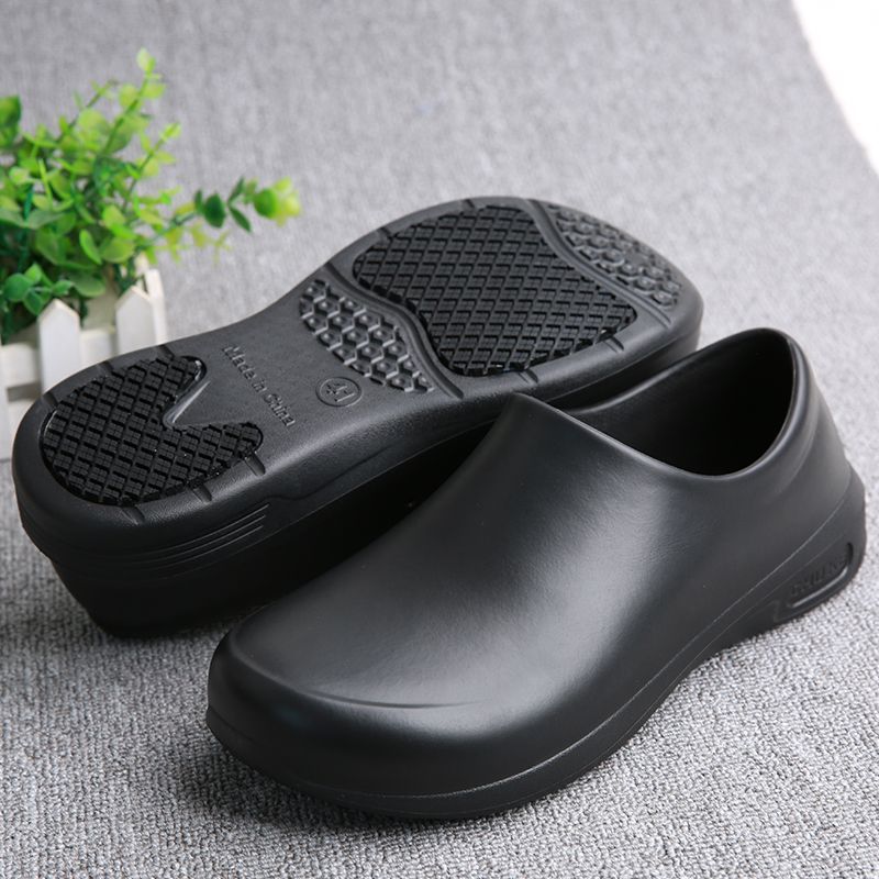 Men Shoes Office - 男女兼用ノンスリップシェフシューズ - 軽量で快適なスリッポン木製ソールシューズ、EVAアッパー+防水/滑り止めラバーソール - 全天候型作業靴、キッチン、病院、レストラン、ビーチに最適 -