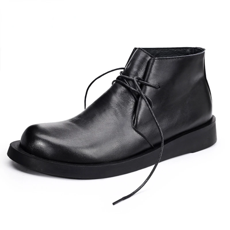 Men Shoes Oxford - ヴィンテージ本革メンズアンクルカウスエードオックスフォードブーツ高級手作り品質快適な黒冬新しいソーシャルシューズ男