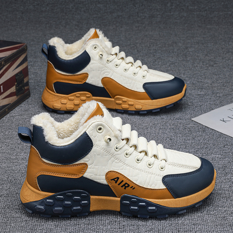 Men Shoes Running - 男性プラットフォーム暖かい綿の靴男性厚いスニーカー冬の靴男性ファッショナブルなカジュアルランニングシューズハイトップスノーブーツ