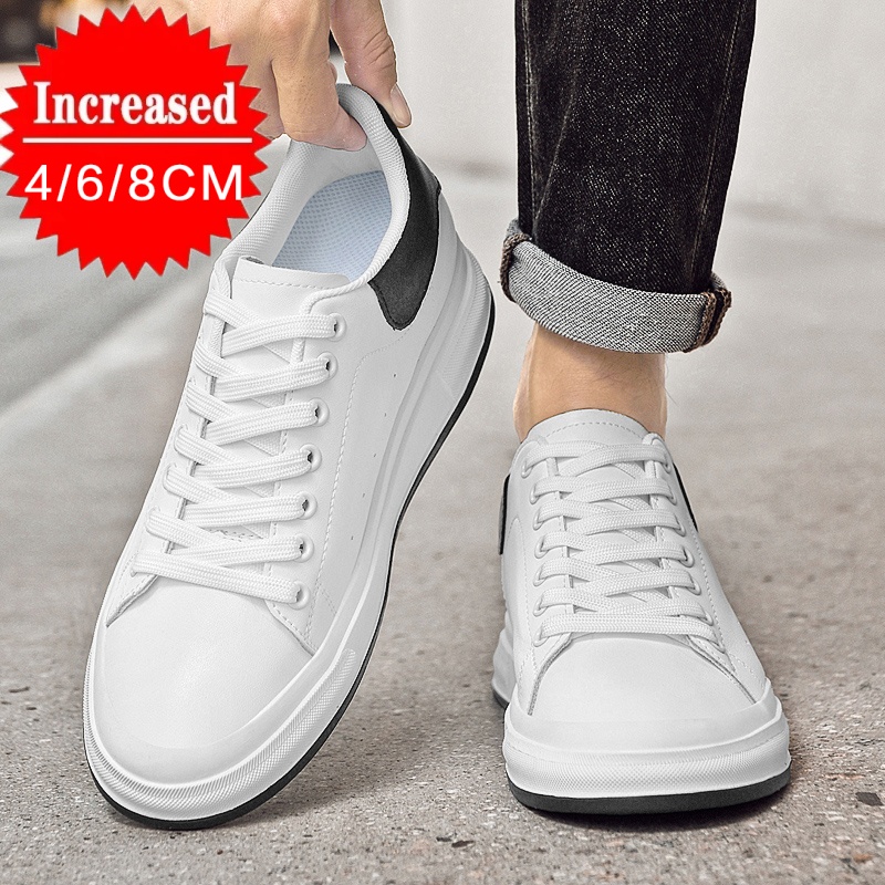 Men'S Shoes Black And White - 新しい高級メンズエレベーターシューズ目に見えない身長増加 4/6/8 センチメートル白/黒スニーカー Cortex 身長を高める屋外カジュアルシューズ