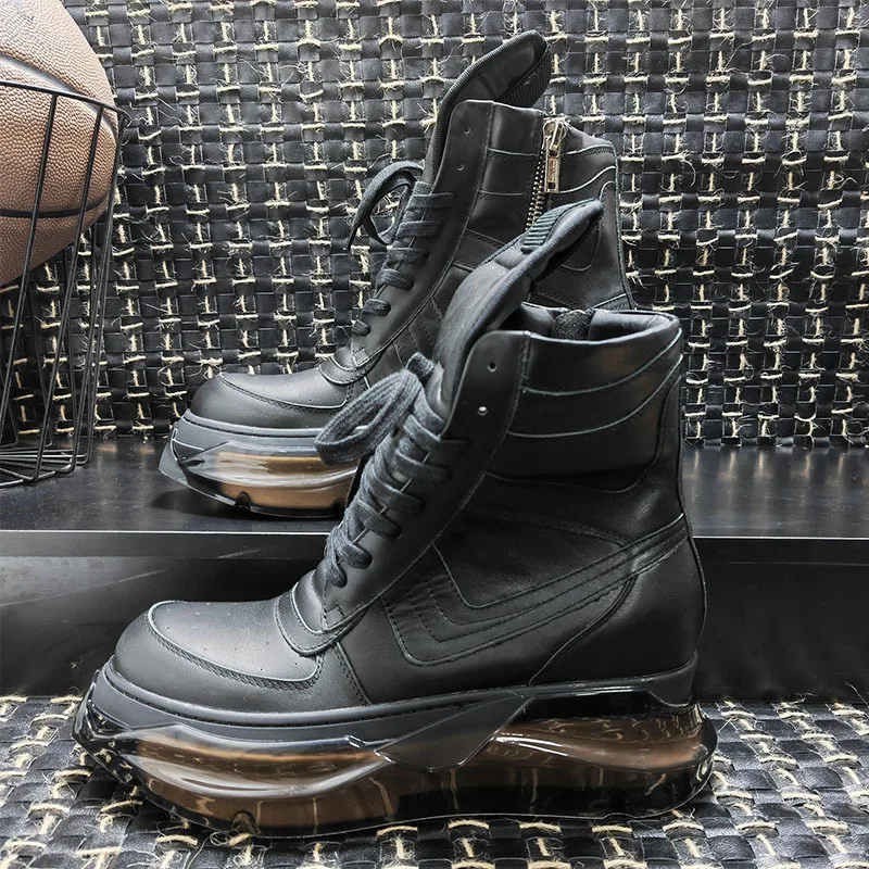 男性女性ブーツアンクル本革オートバイの靴プラットフォーム厚い - Men'S Shoes With Support のレビューと価格