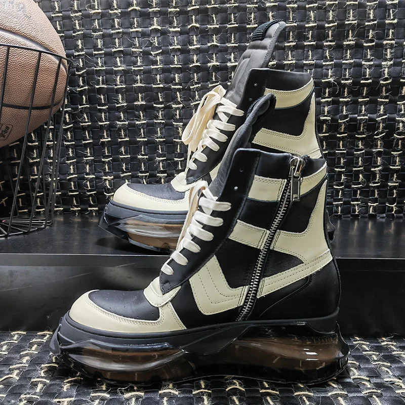 男性女性ブーツアンクル本革オートバイの靴プラットフォーム厚い - Men'S Shoes With Support のレビューと価格