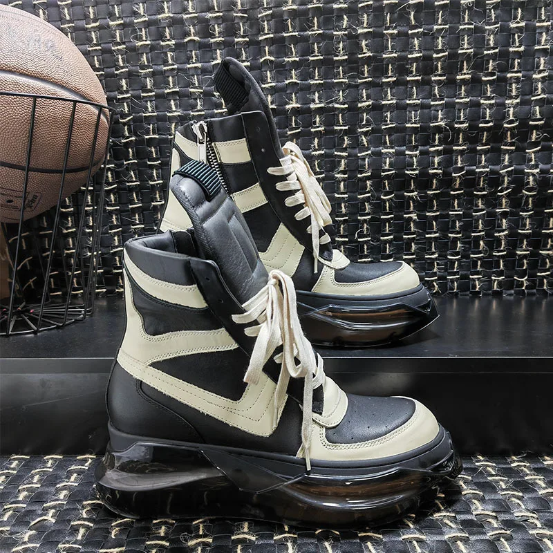 男性女性ブーツアンクル本革オートバイの靴プラットフォーム厚い - Men'S Shoes With Support のレビューと価格