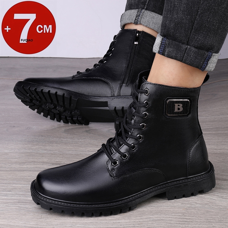 メンズ本革エレベーターブーツ 冬用暖かい裏地付きジップアップ - Men'S Shoes Dress Casual のレビューと価格