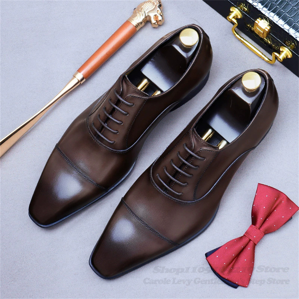 男性オックスフォード革靴新しいビジネススーツ牛革本革レトロス - Men Shoes Oxford のレビューと価格