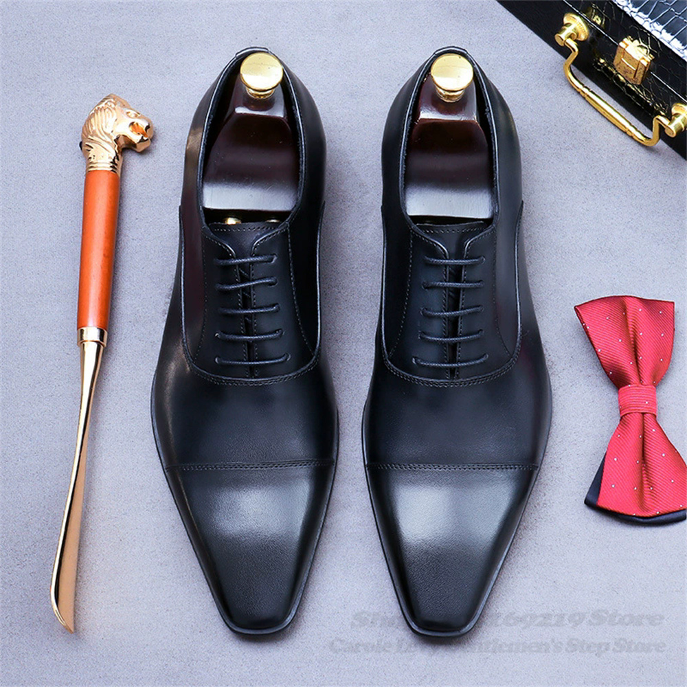 男性オックスフォード革靴新しいビジネススーツ牛革本革レトロス - Men Shoes Oxford のレビューと価格