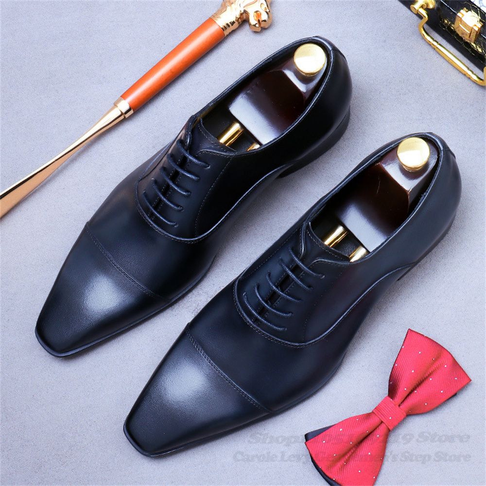 男性オックスフォード革靴新しいビジネススーツ牛革本革レトロス - Men Shoes Oxford のレビューと価格