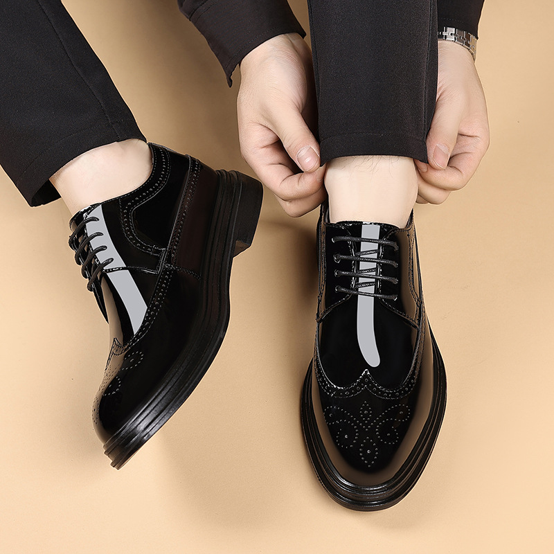 メンズ パテントレザー ブローグ ドレスシューズ レースアッ - Men Shoes Oxford のレビューと価格