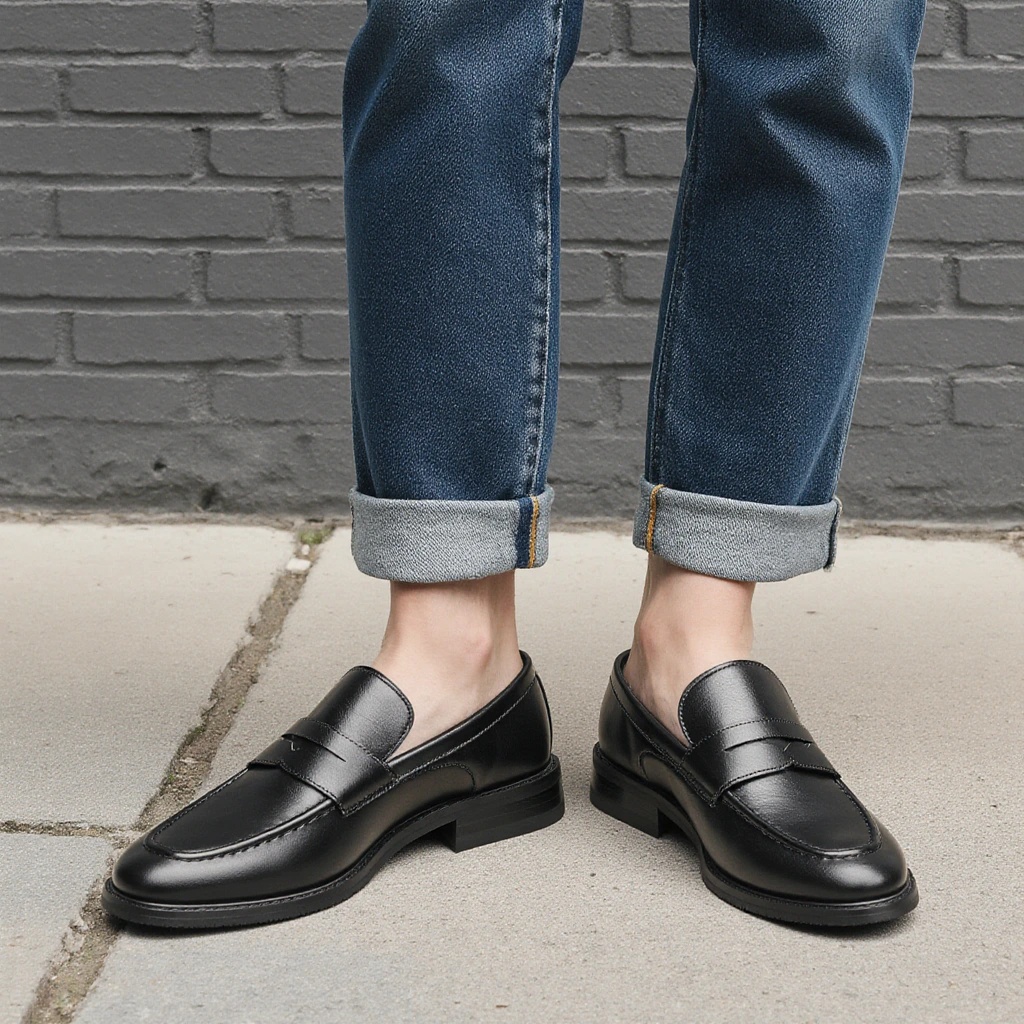 メンズブラックペニーローファー クラシックビジネスドレスシュ - Men Shoes Office のレビューと価格