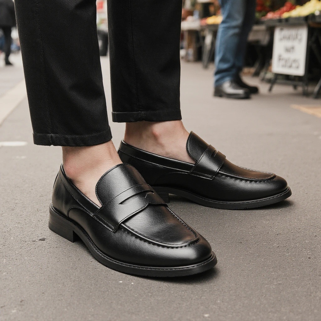 メンズブラックペニーローファー クラシックビジネスドレスシュ - Men Shoes Office のレビューと価格
