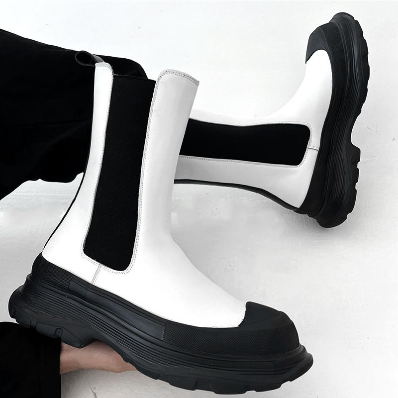 メンズファッションステージナイトクラブプラットフォームブーツ - Men Shoes Black のレビューと価格