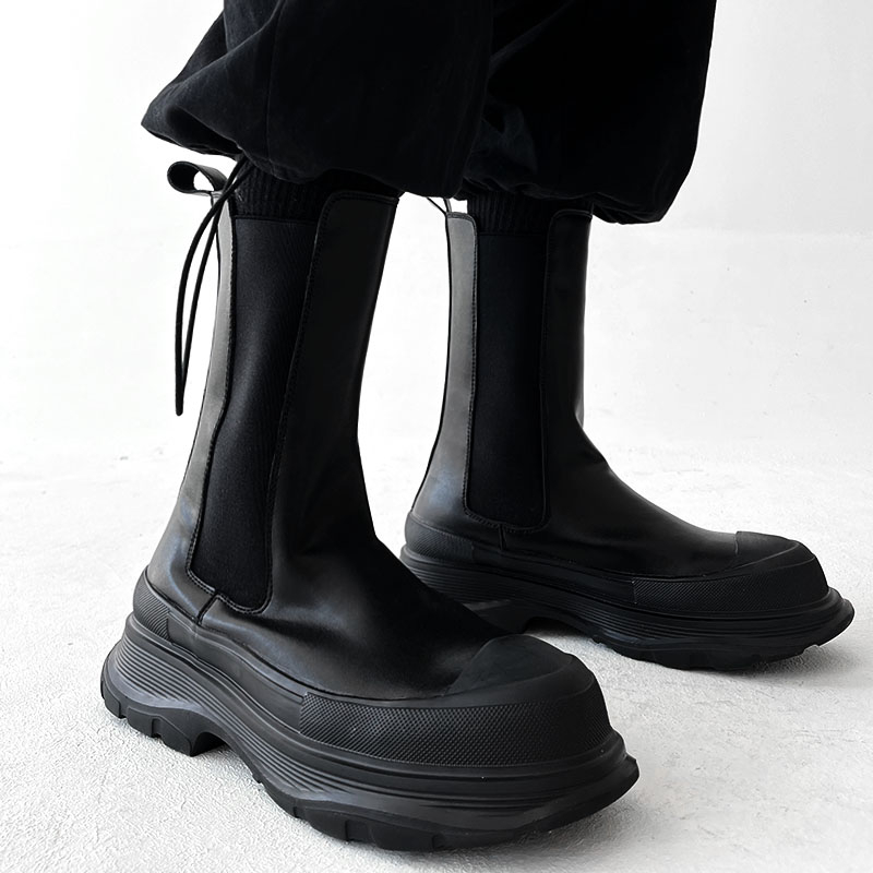 メンズファッションステージナイトクラブプラットフォームブーツ - Men Shoes Black のレビューと価格