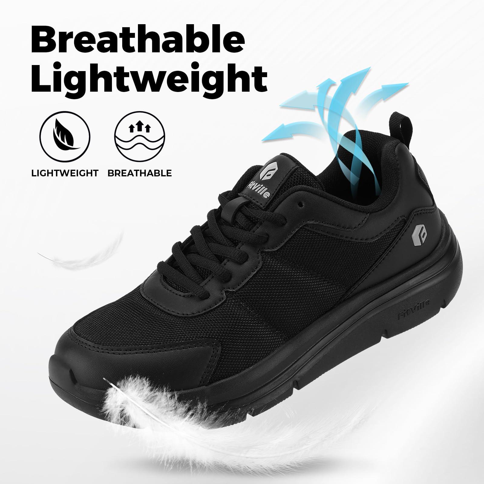 FitVille メンズ ウォーキングシューズ ワイド 軽量 - Men'S Shoes Plantar Fasciitis のレビューと価格