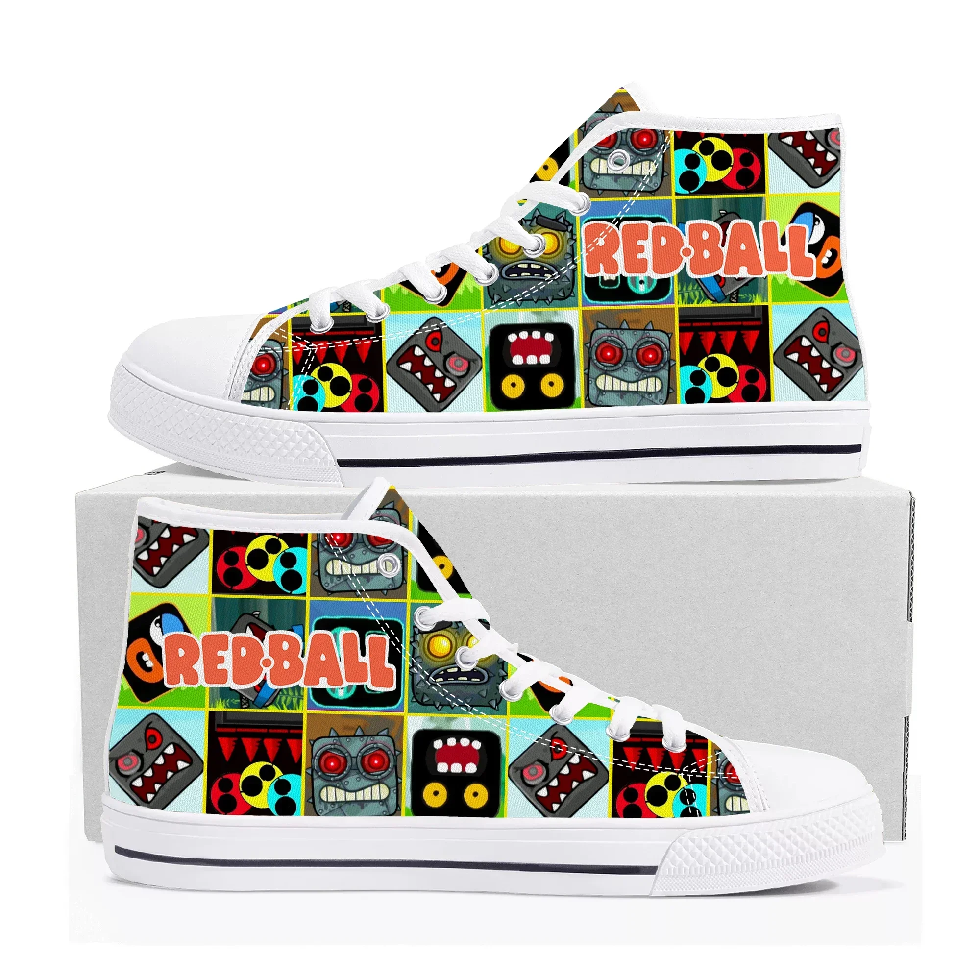 レッドボールハイトップスニーカーホット漫画ゲームメンズレディ - Men Shoes Red のレビューと価格
