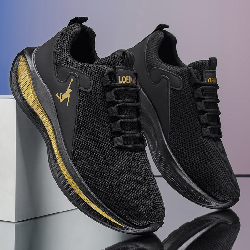 メンズランニングスニーカー ライトクッション ソフトソール  - Men'S Shoes Black And White のレビューと価格