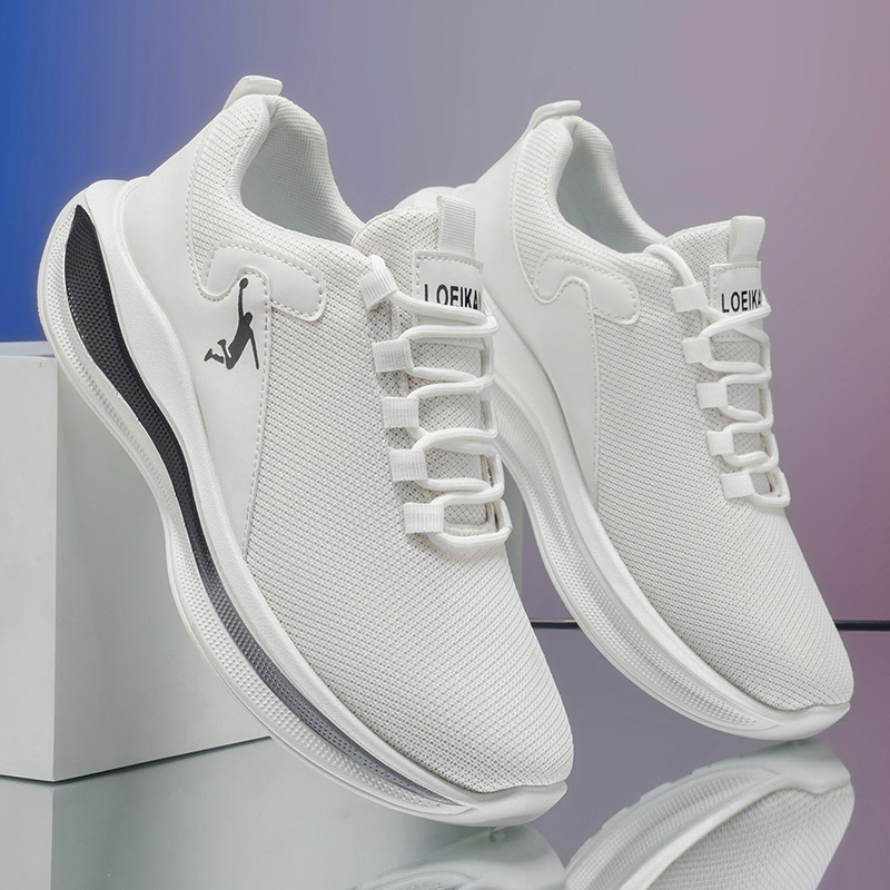 メンズランニングスニーカー ライトクッション ソフトソール  - Men'S Shoes Black And White のレビューと価格