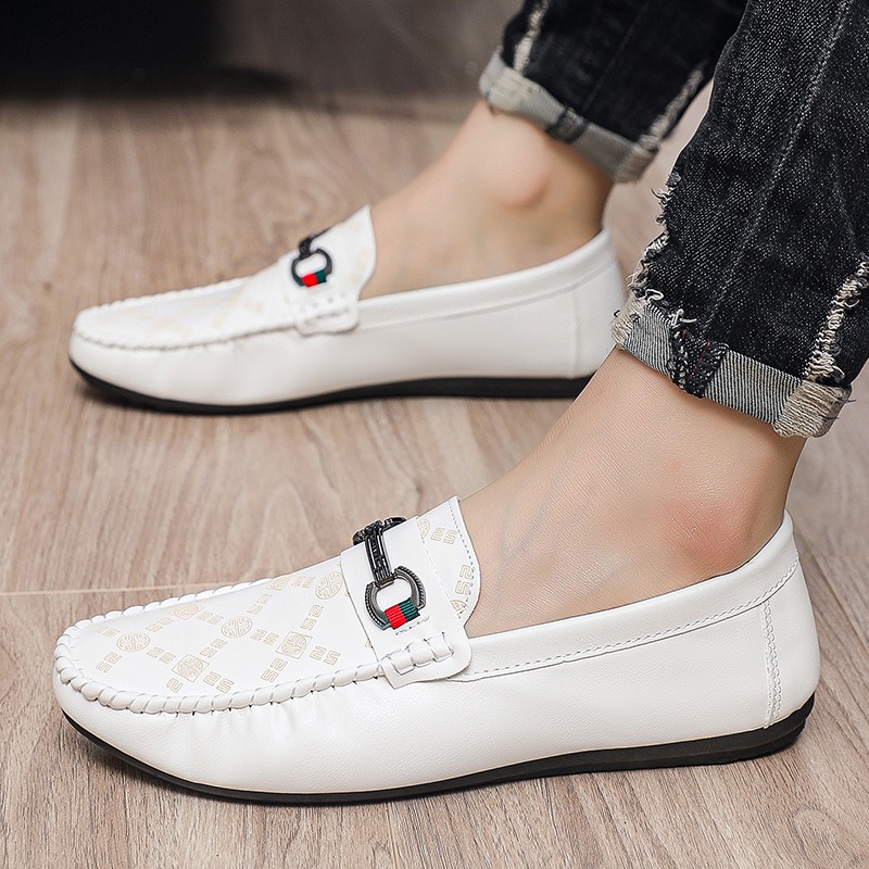 イタリア PU レザーローファーメンズスリッポンドライビング - Men'S Shoes Black And White のレビューと価格