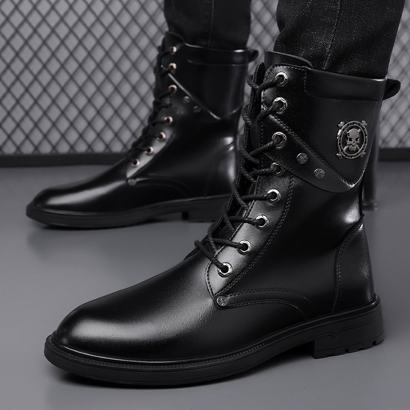 ユニセックス ハイカット 厚底プラットフォームブーツ - 冬 - Men'S Shoes Black And White のレビューと価格