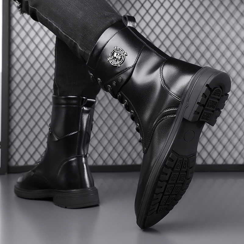 ユニセックス ハイカット 厚底プラットフォームブーツ - 冬 - Men'S Shoes Black And White のレビューと価格
