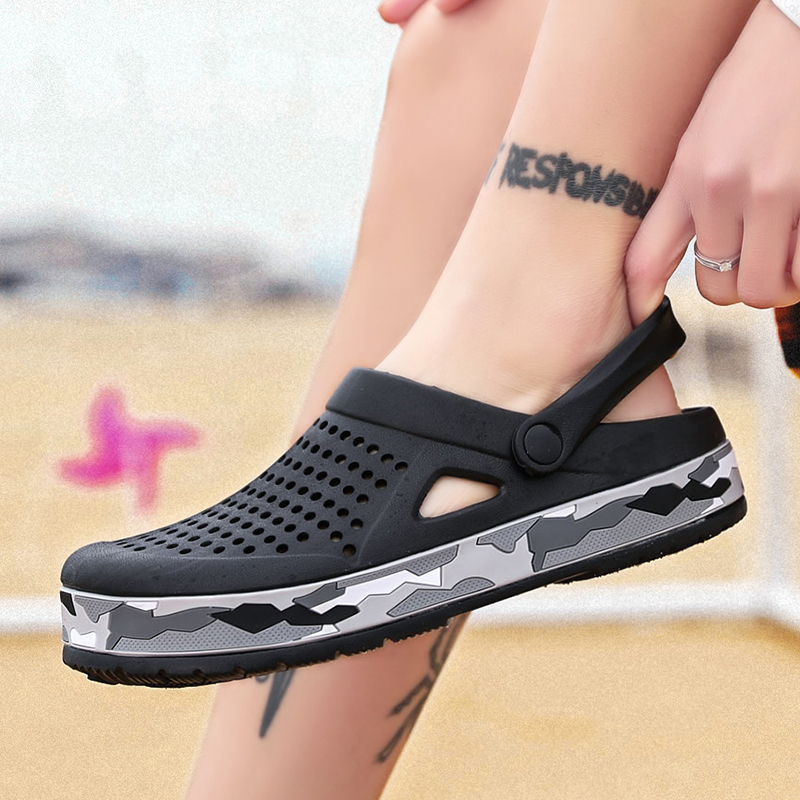 夏の男性の靴下駄スリッパ男性ガーデンフラットサンダルプラット - Men'S Shoes With Support のレビューと価格