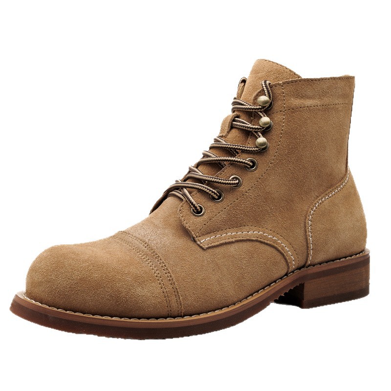ヴィンテージツール加工男性用オートバイブーツ高品質牛革ウィン - Men Shoes Red のレビューと価格
