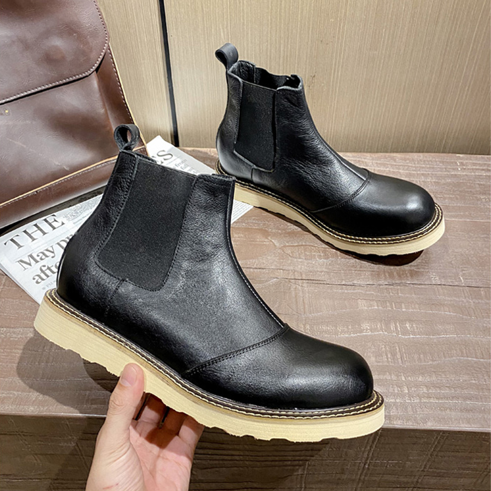 レトロメンズ本革チェルシーブーツハイカットレザーシューズアウ - Men Shoes Oxford のレビューと価格