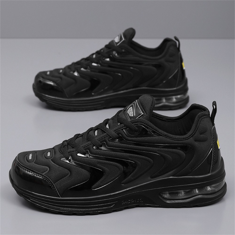 男性黒白波状ストライプエアマックススニーカーフルパーム可視エ - Men'S Shoes Black And White のレビューと価格