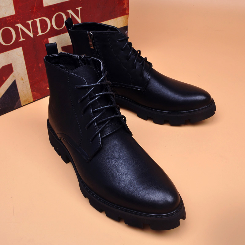 男性カジュアルビジネスオフィス本革ブーツ黒秋冬靴カウボーイプ - Men Shoes Office のレビューと価格