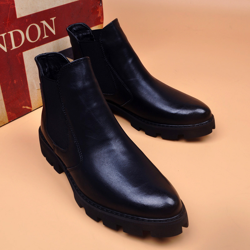 男性カジュアルビジネスオフィス本革ブーツ黒秋冬靴カウボーイプ - Men Shoes Office のレビューと価格