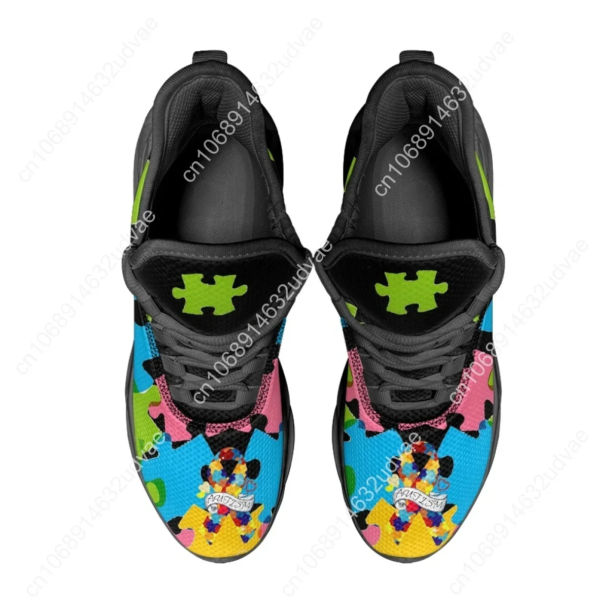 自閉症啓発スポーツランニングシューズカラーパズル耐久性のある - Men Shoes Running のレビューと価格