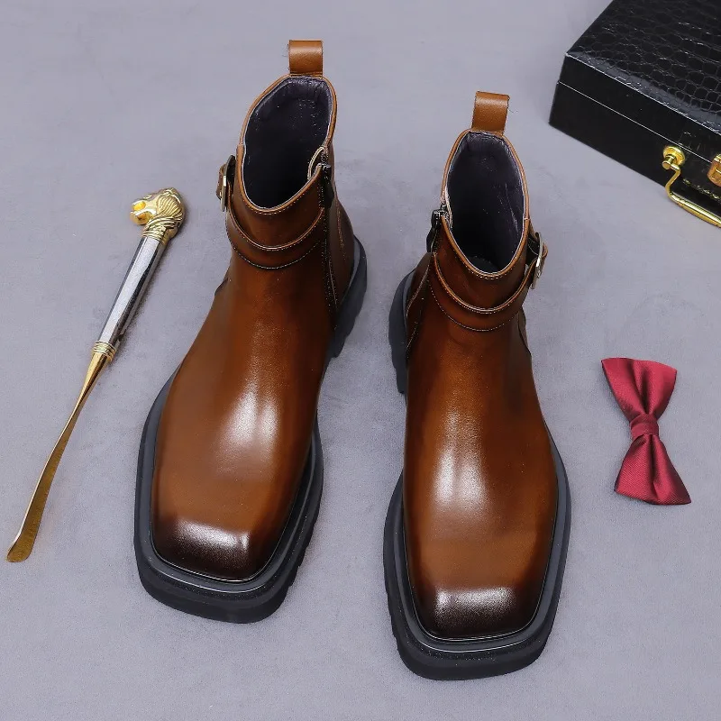 レトロメンズアンクルオックスフォードブーツ高級本革手作り品質 - Men Shoes Oxford のレビューと価格