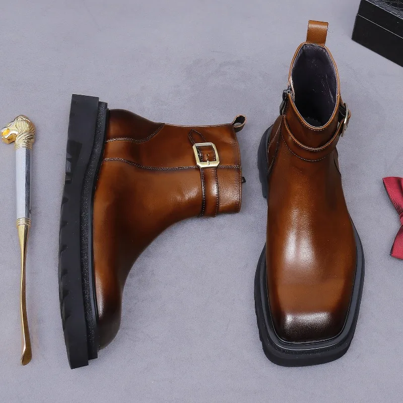 レトロメンズアンクルオックスフォードブーツ高級本革手作り品質 - Men Shoes Oxford のレビューと価格