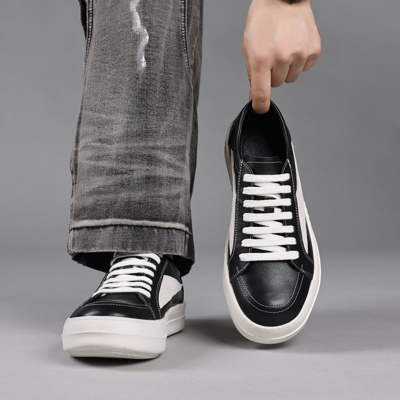 メンズ ブラック 本革 プラットフォームスニーカー ホワイト - Men'S Shoes Black And White のレビューと価格