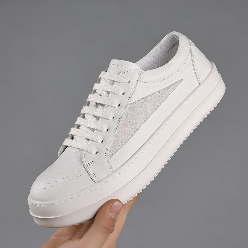 メンズ ブラック 本革 プラットフォームスニーカー ホワイト - Men'S Shoes Black And White のレビューと価格