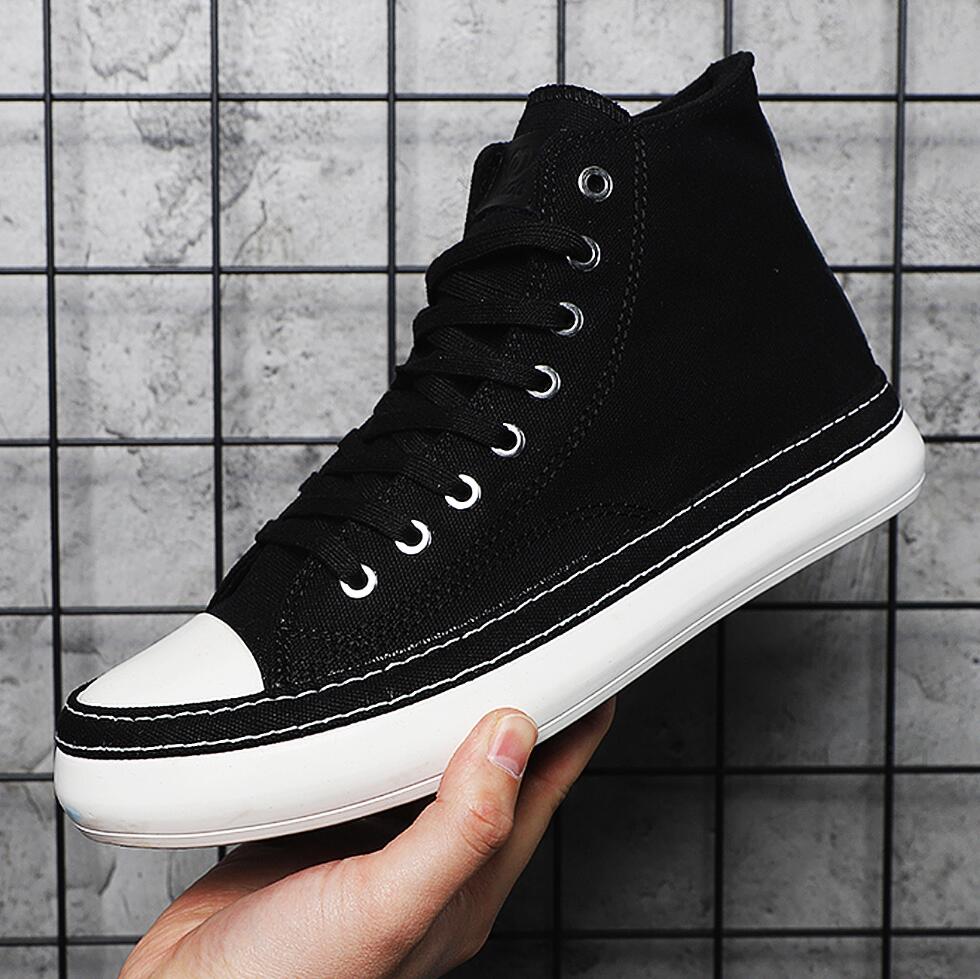 メンズ ハイトップ キャンバス シューズ カジュアル ブラッ - Men'S Shoes Black And White のレビューと価格