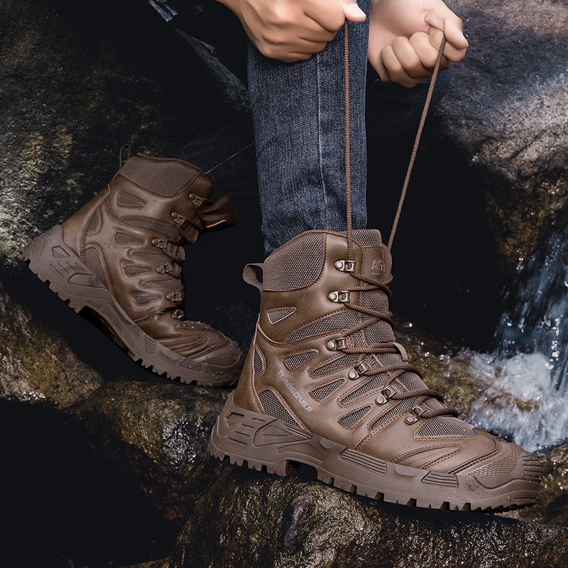 男性の屋外ハイキング戦術ブーツ足首デザートブーツスポーツ登山 - Men Shoes Office のレビューと価格