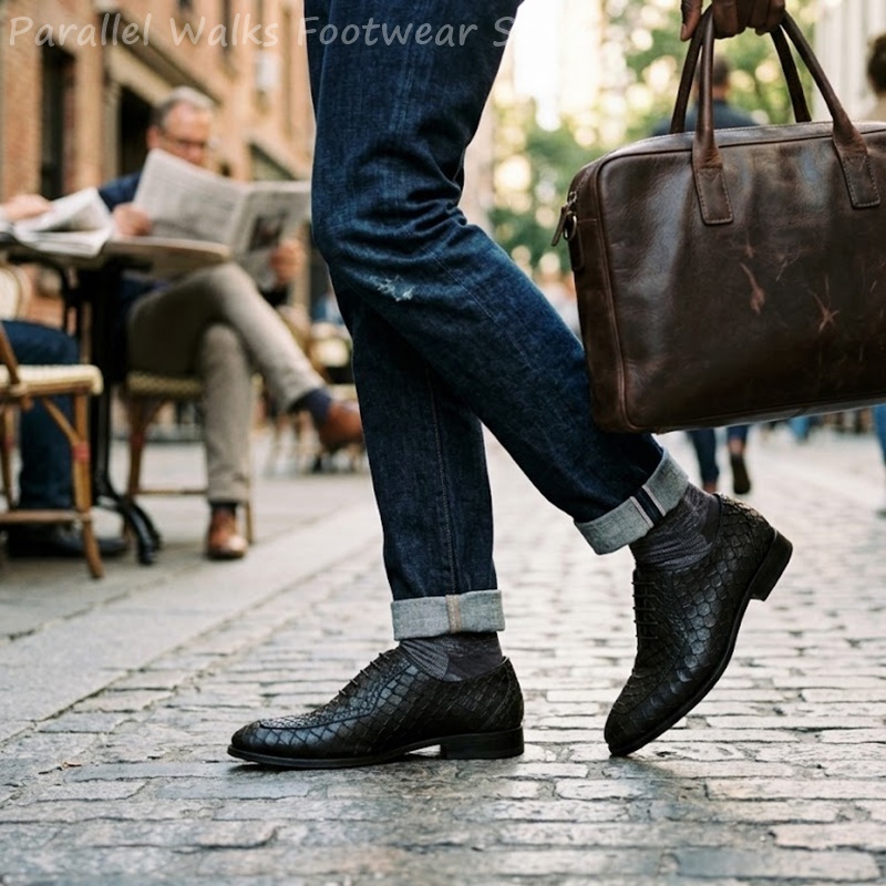 サルタリアルメンズオックスフォードシューズ、魚鱗模様のエンボ - Men Shoes Oxford のレビューと価格
