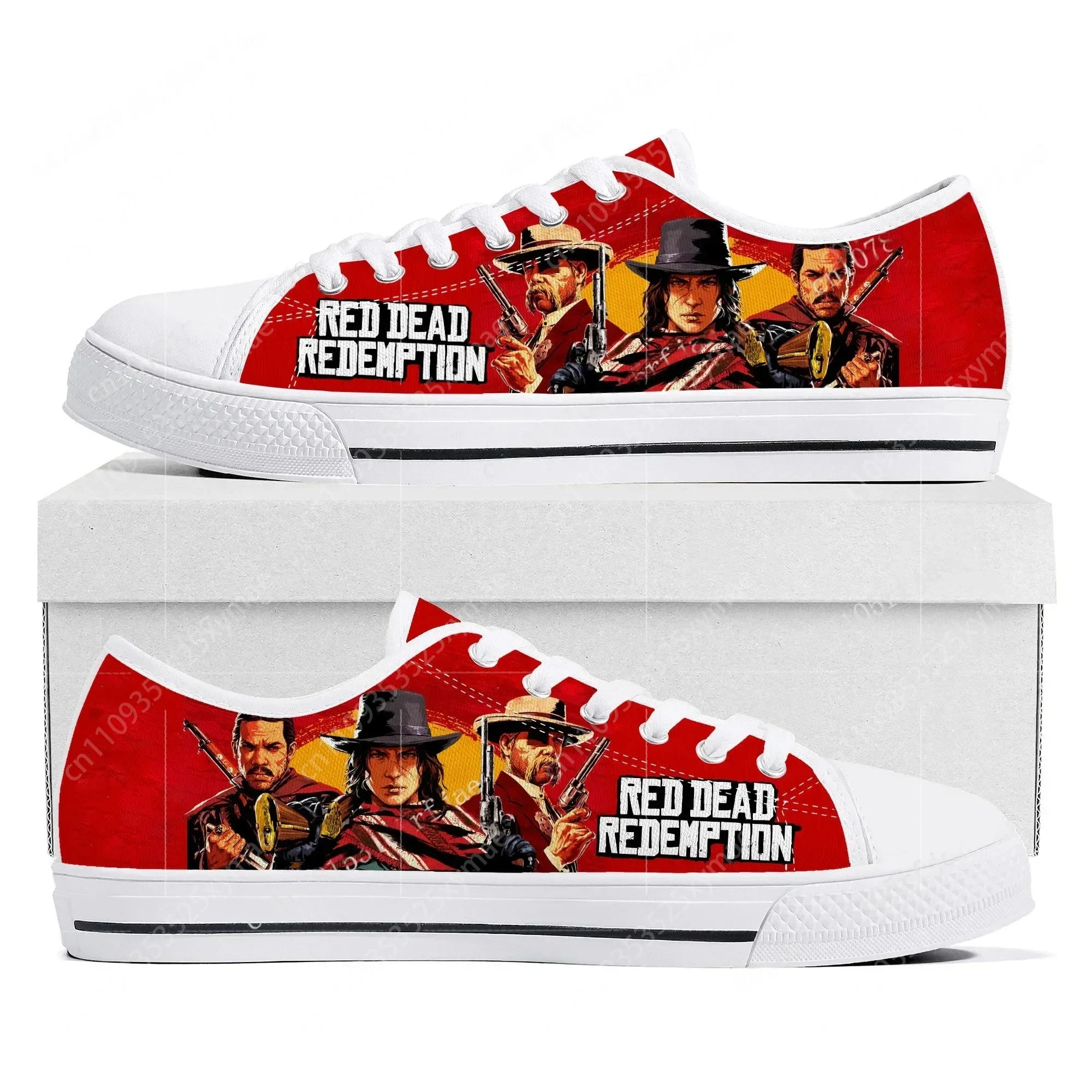 ビデオゲームレッドデッドリデンプションロートップスニーカー女 - Men Shoes Red のレビューと価格