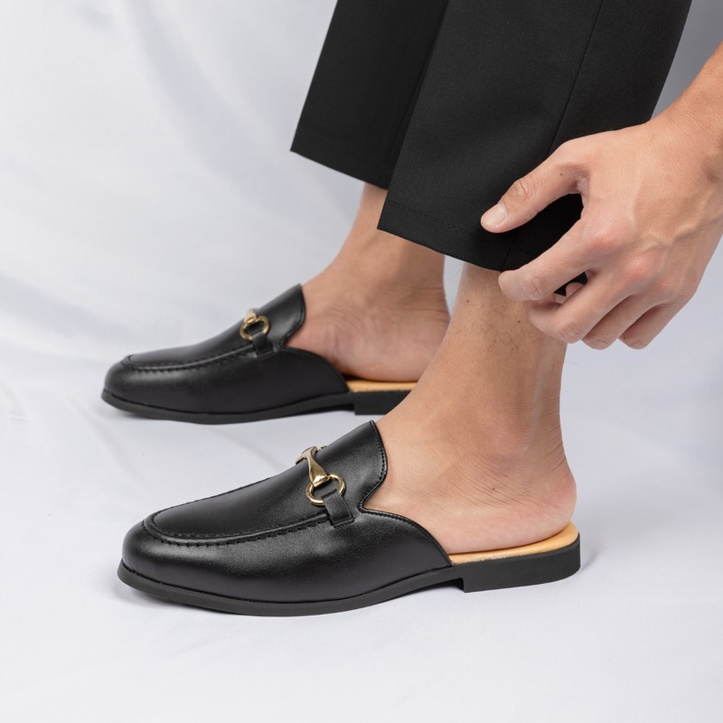 ファッション新デザイナーメンズパテントレザーハーフシューズ男 - Men'S Shoes Black And White のレビューと価格
